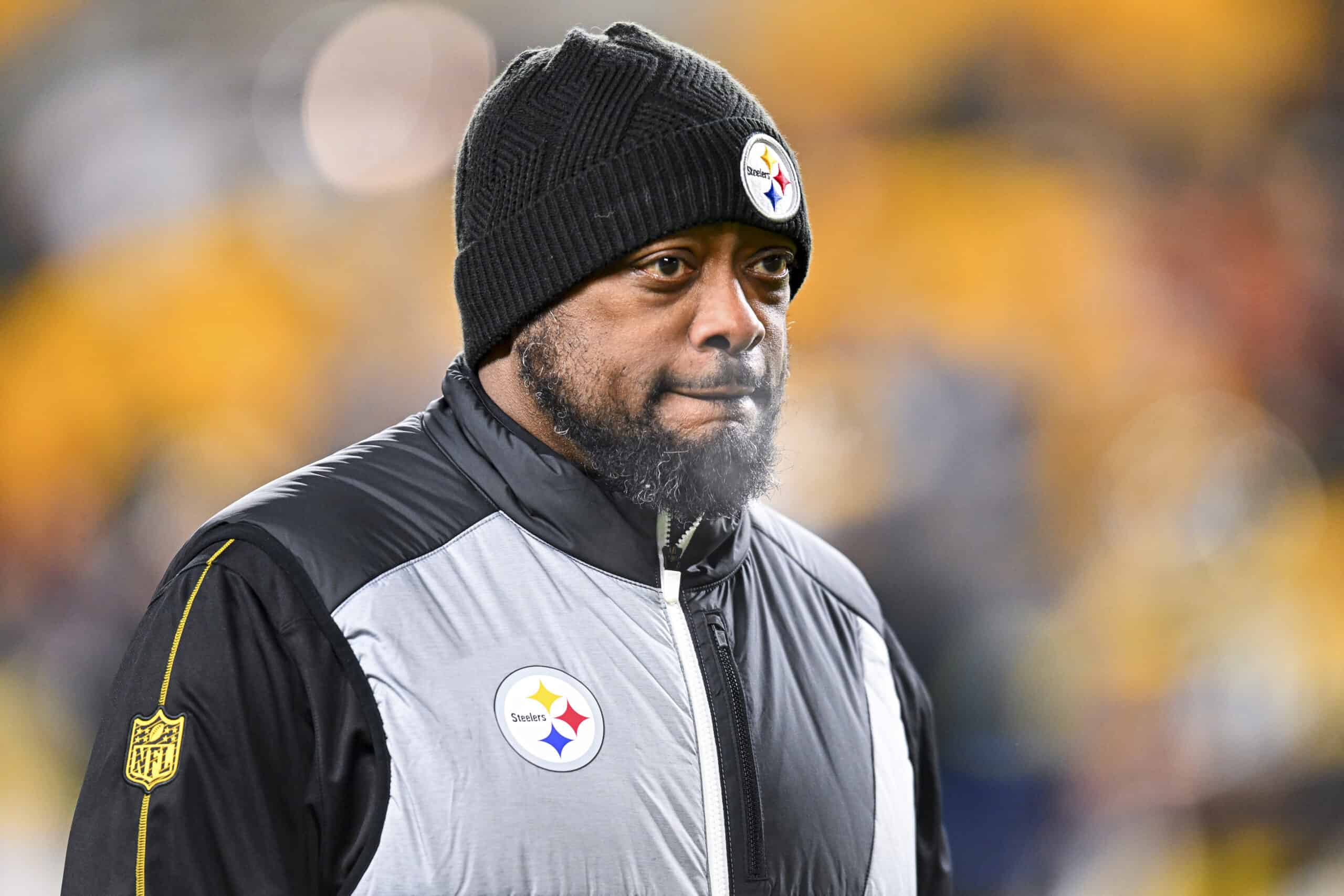 PITTSBURGH, PENNSYLVANIA - JANUARY 04: Head coach Mike Tomlin of the Pittsburgh Steelers looks on before a game against the Cincinnati Bengals at Acrisure Stadium on January 04, 2025 in Pittsburgh, Pennsylvania.
